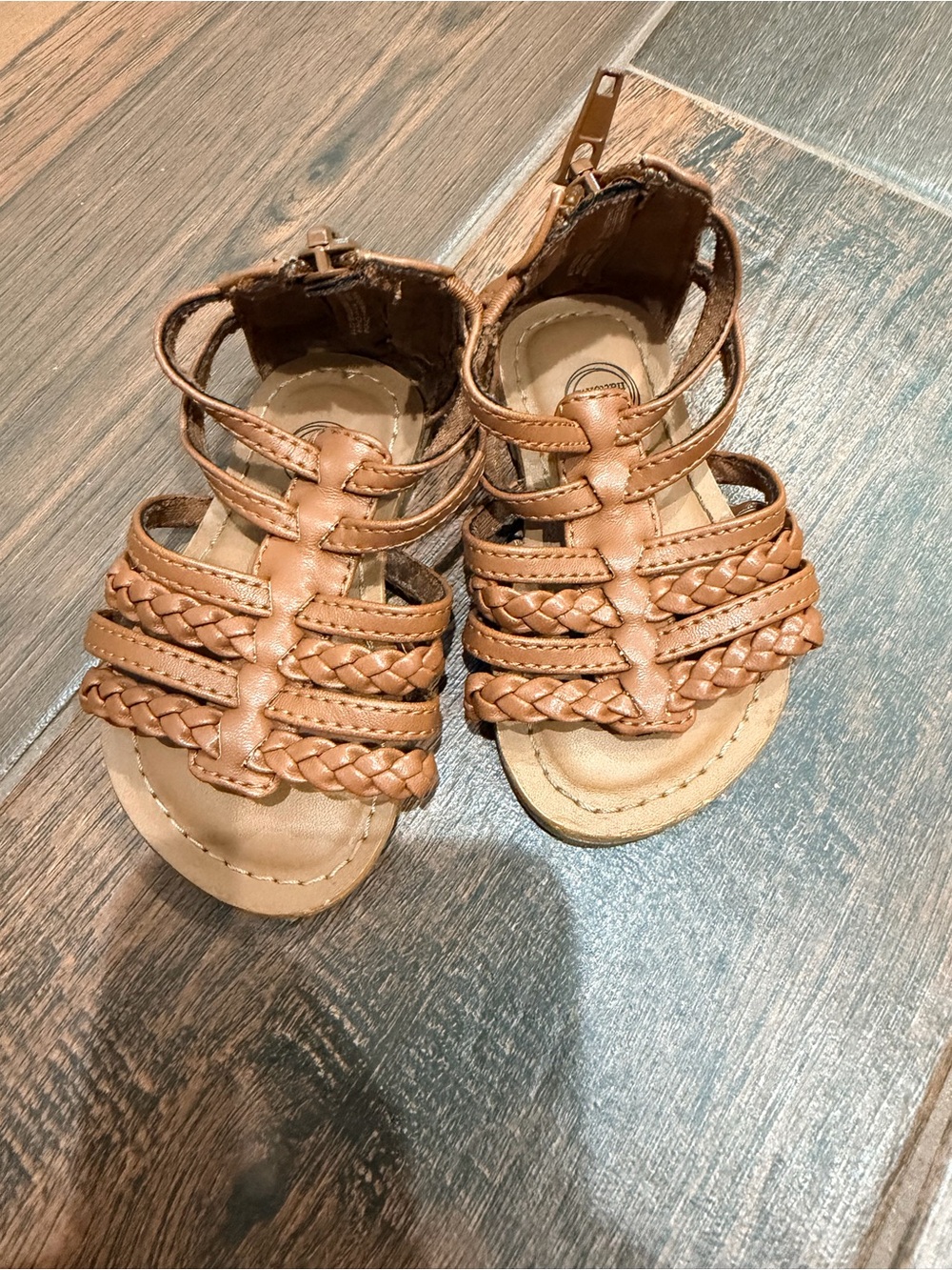 Kids Braided Strappy Sandals - Tan